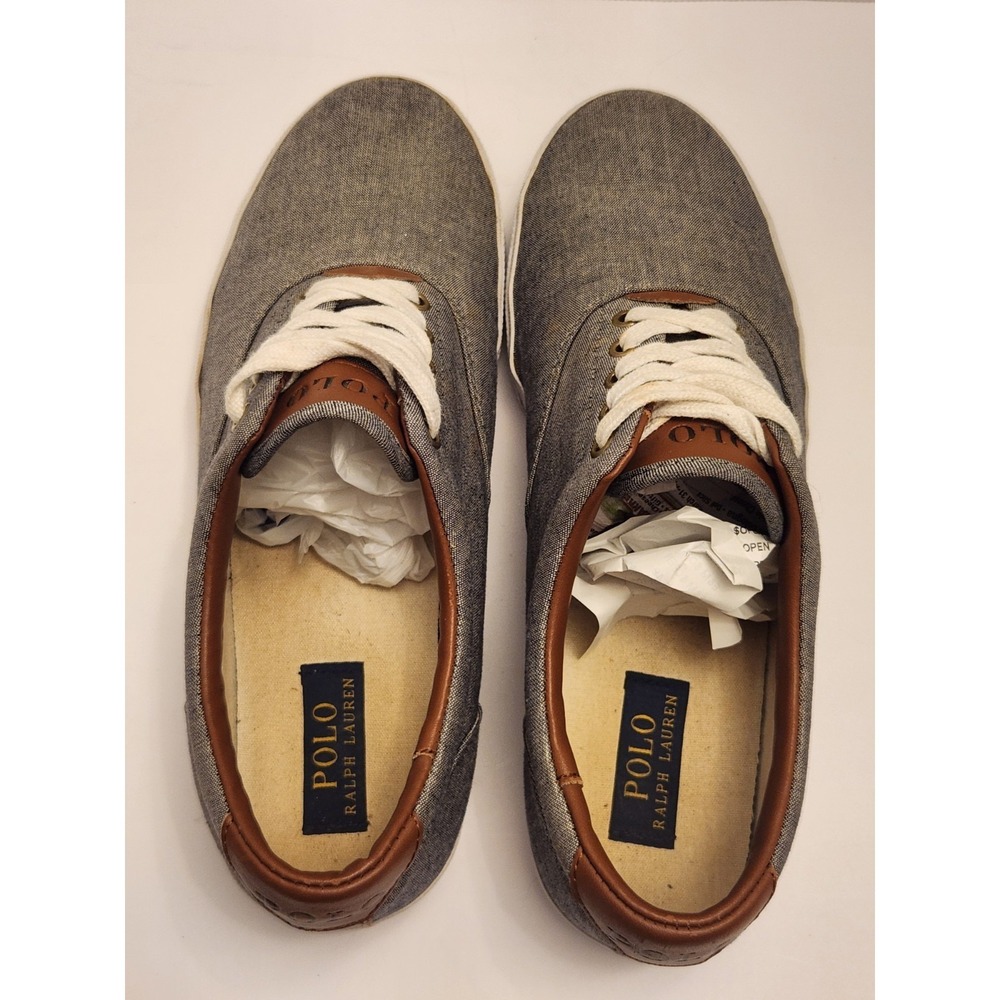 Polo Ralph‎ Lauren Vaughn Red & Gray Canvas Mens Shoes Sz 12D Preppy Ohio State - Picture 5 of 10